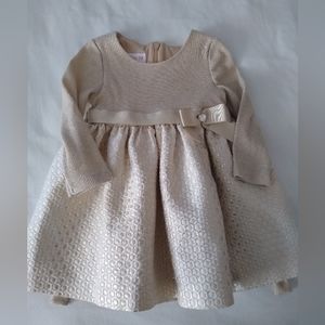 Baby girl's holiday dress, size 12M, gold.